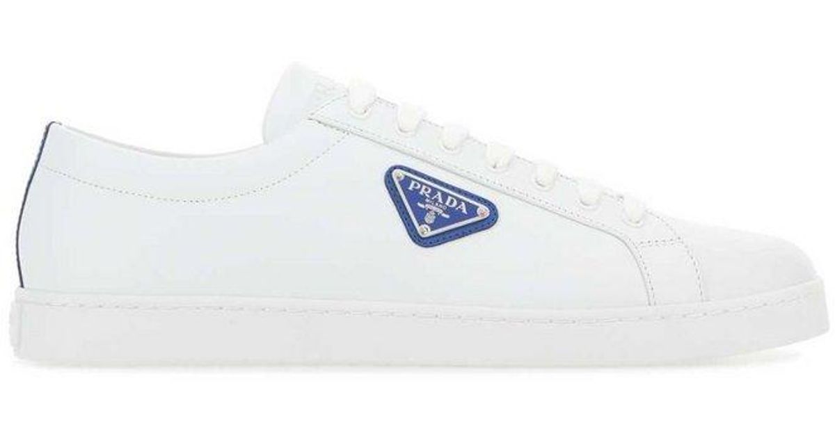 prada logo plaque lace up sneakers