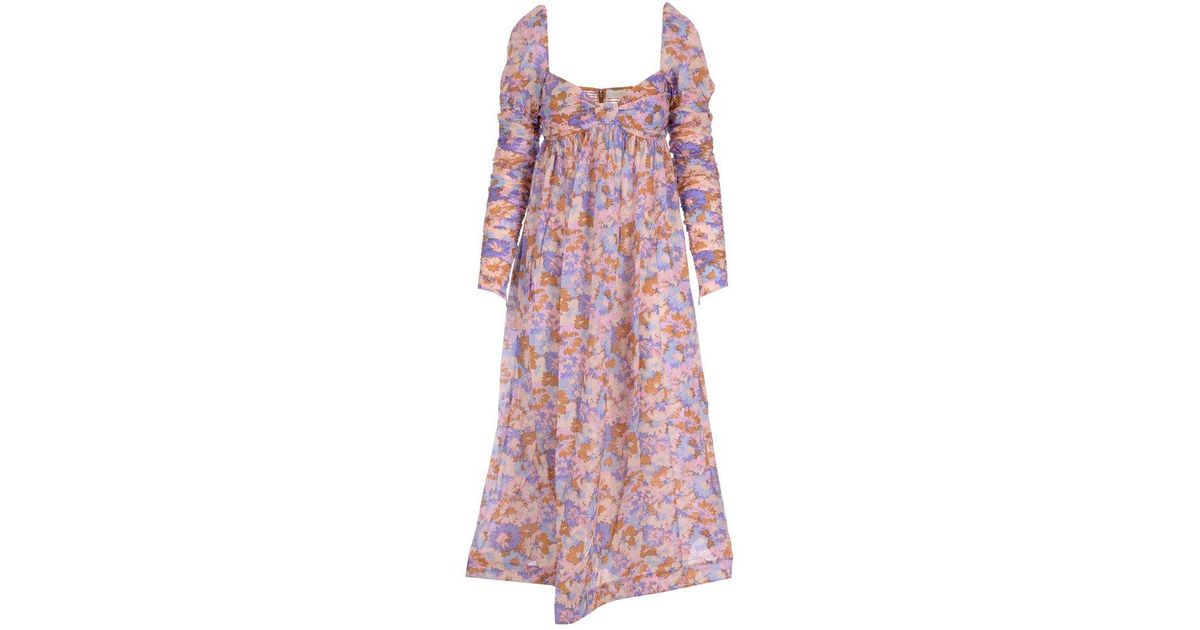 Zimmermann Cotton Violet Twist Front Midi Dress | Lyst UK