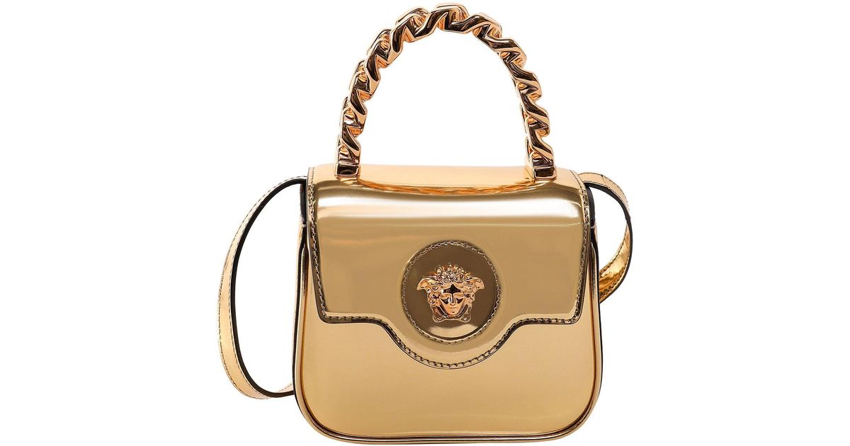 Versace Leather La Medusa Mini Shoulder Bag in Gold (Metallic) - Lyst