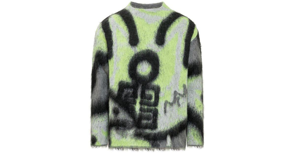 Givenchy Graffiti Pattern Knit Jumper in Green for Men