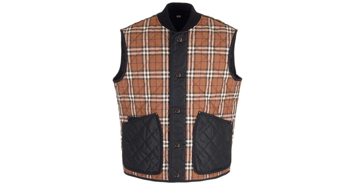 Burberry Quilted Gilet in Black for Men | Lyst