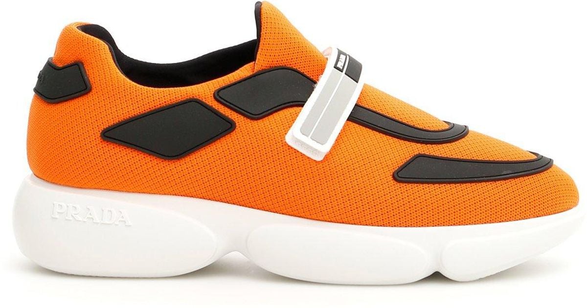 orange and white prada sneakers