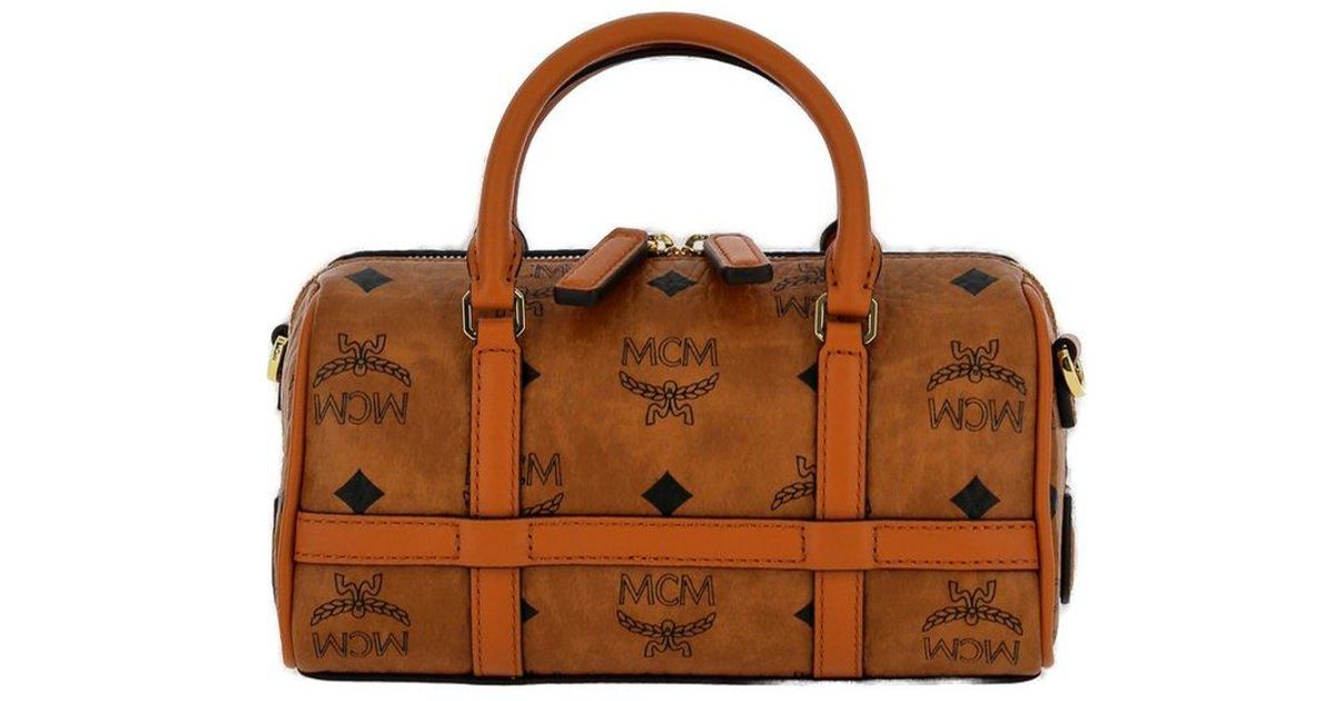 MCM Leather Boston Mini Top Handle Bag in Brown Lyst UK