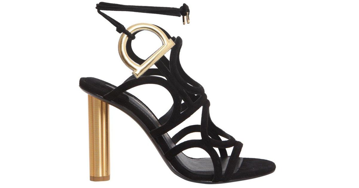 Ferragamo Leather Vinci 105 Black Suede 