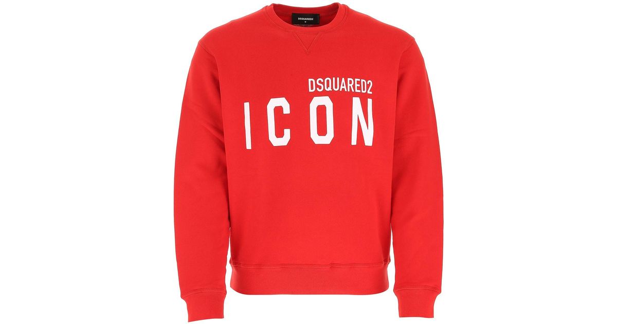 DSquared² Cotton Icon Print Crewneck Sweatshirt in Red for Men - Lyst