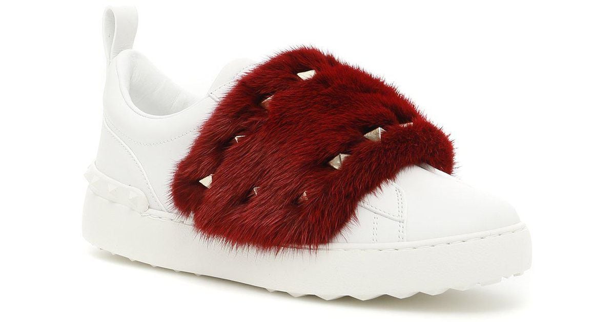 valentino mink fur sneakers