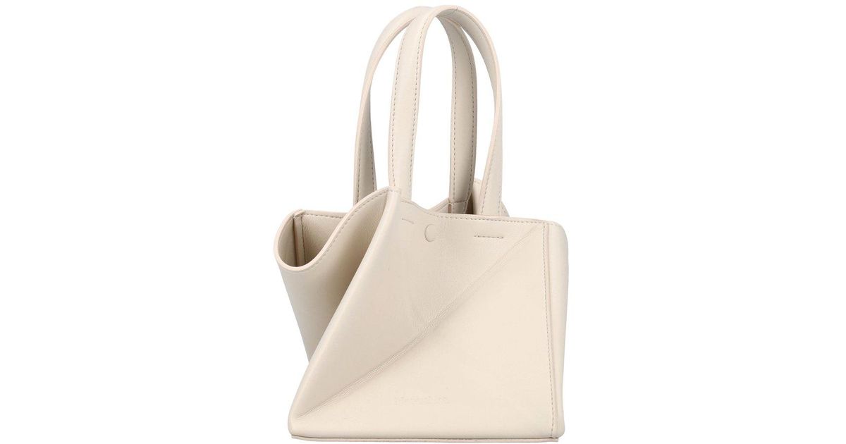 Nanushka Leather Origami Mini Tote Bag in White | Lyst Canada