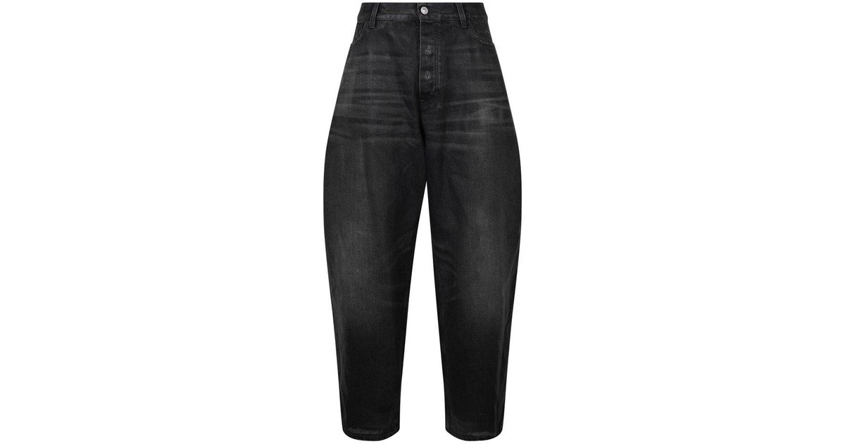 Balenciaga Denim Baggy Waxed Oversized Jeans in Grey (Black) for Men ...