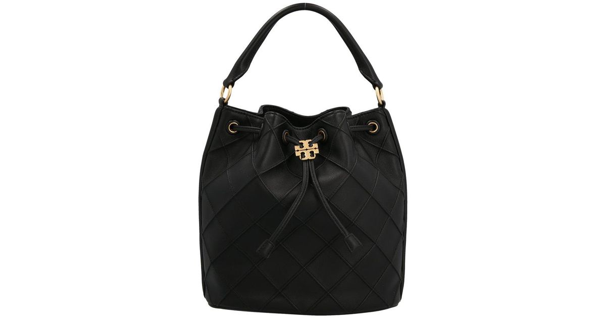 Tory Burch Decorated Large Leather Bucket Bag in Black Lyst UK