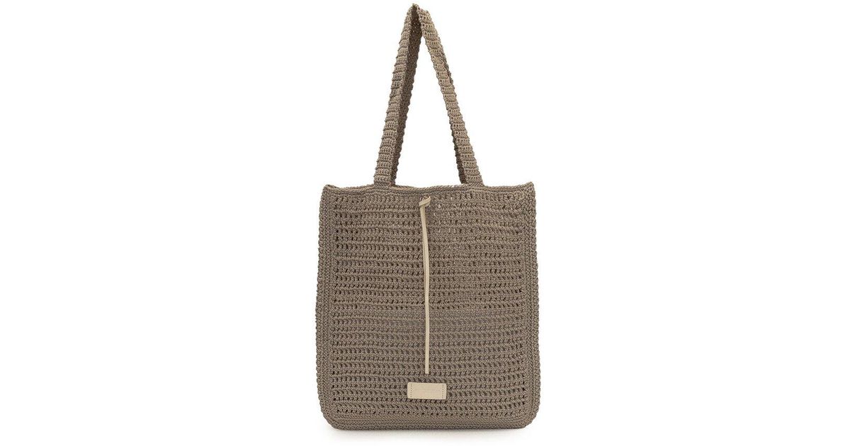 Gianni Chiarini Logo Patch Crochet Tote Bag in Brown | Lyst Canada