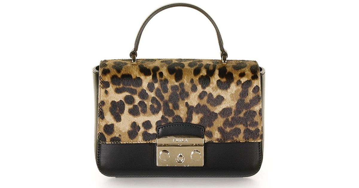 FURLA GILDA MINI TOTE SHOULDER BAG LEATHER LEOPARD WHT | eBay