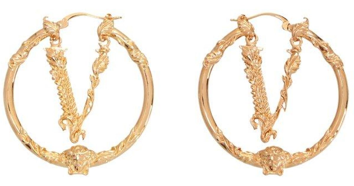 Versace Vlogo Hoop Earrings in Gold (Metallic) Lyst UK