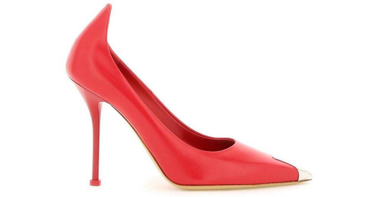 Alexander McQueen Slip-on Pointed Toe Pumps in Red | Lyst