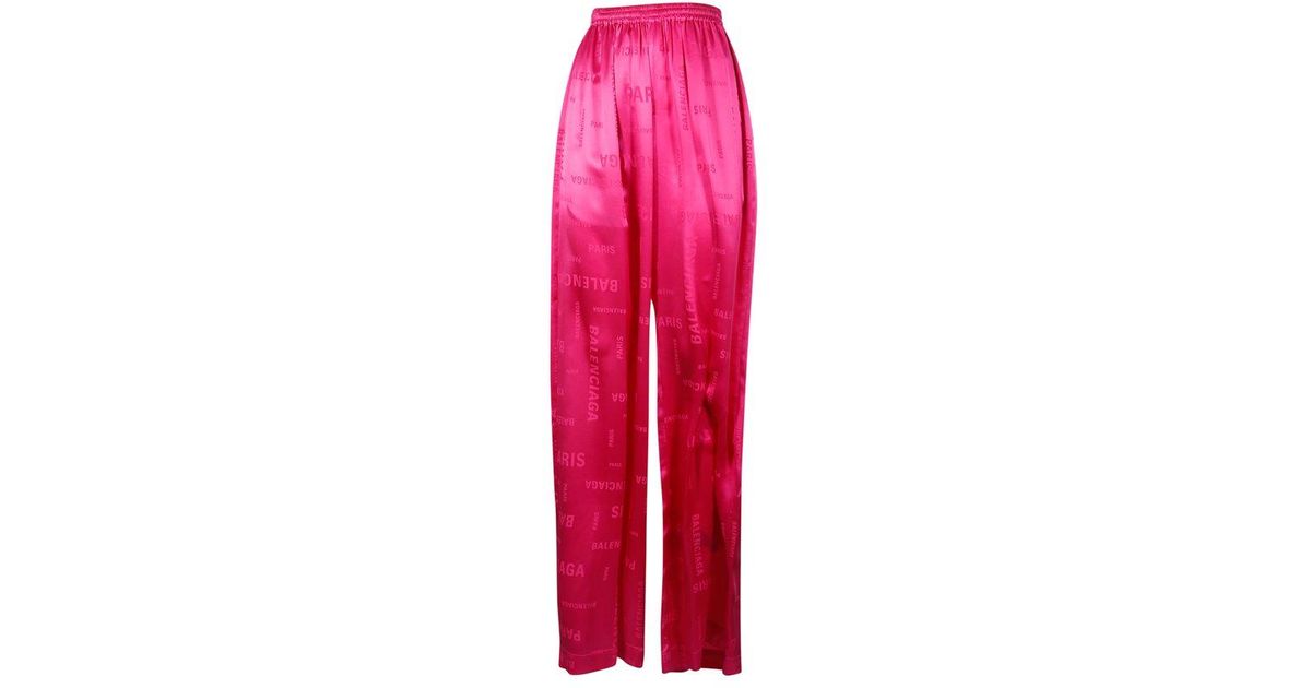 Balenciaga Allover Logo Elastic Waist Pants in Red | Lyst