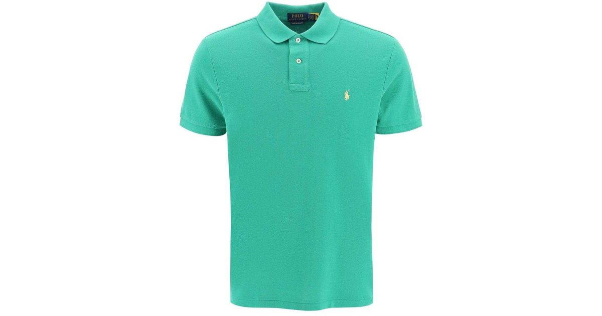 Polo Ralph Lauren Logo-embroidered Straight Hem Polo Shirt in Green for ...
