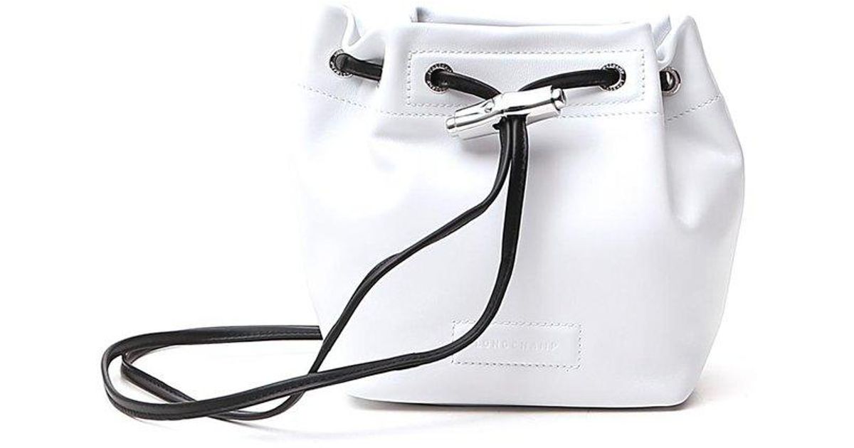 Longchamp Leather Drawstring Bucket Bag in White Lyst