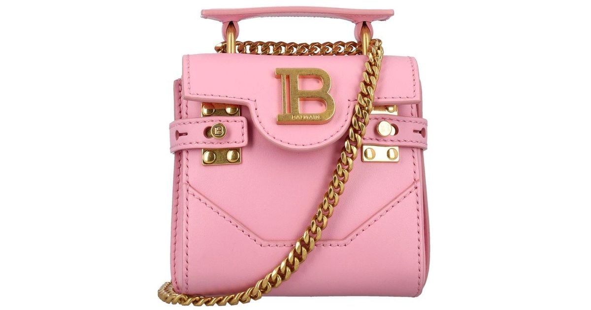 Balmain Leather Bbuzz Mini Tote Bag in Pink Lyst UK