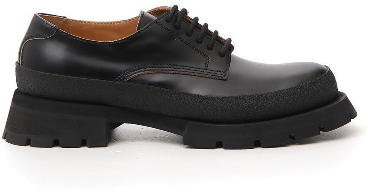 Jil Sander Leather Chunky Derby Lace-up Shoes in Black for Men - Lyst