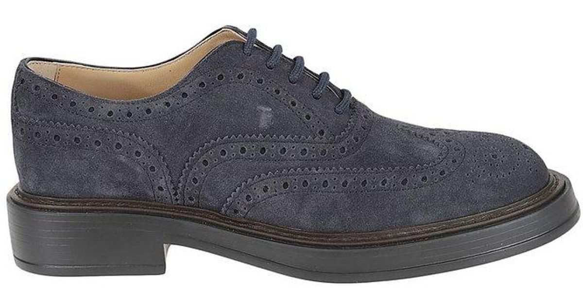 Tod's Perforated Detailed Lace-up Brogues in Blue for Men | Lyst