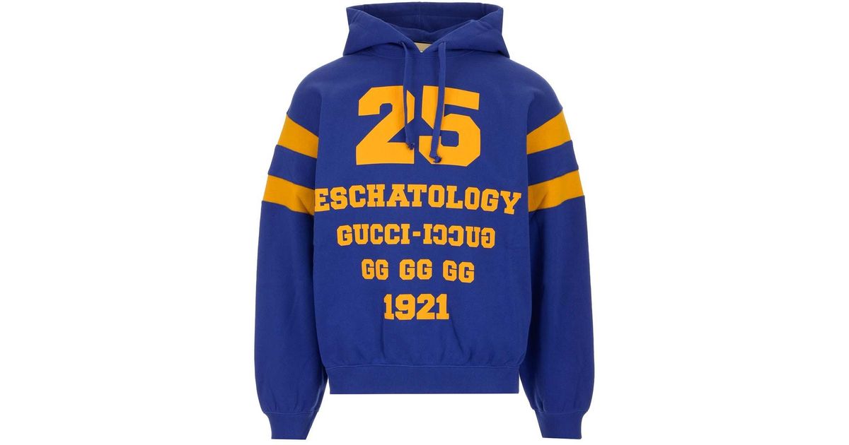 Gucci 25 Eschatology Print Hoodie in Blue for Men | Lyst