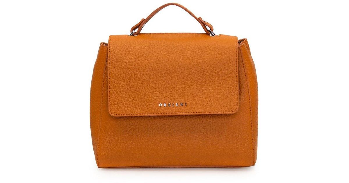Orciani Sveva Logo Lettering Small Handbag in Orange | Lyst