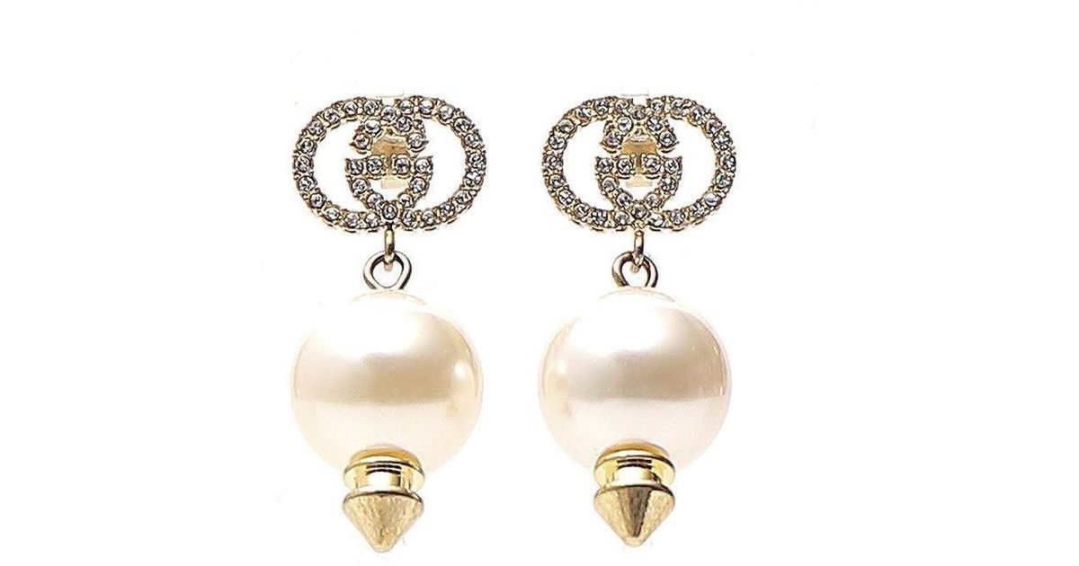 Zilver neutrale Reciteren Gucci GG Faux Pearl Earrings in Metallic | Lyst