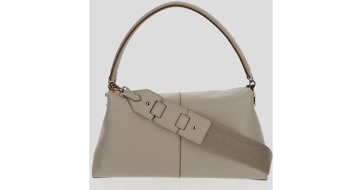 Tod's Logo Plaque Small Shoulder Bag in Gray | Lyst