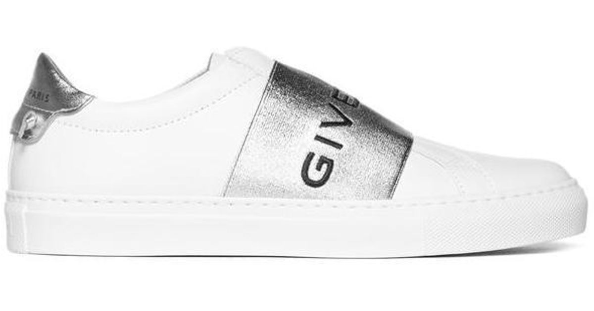 Givenchy Leather Logo Band Sneakers in Silver (Metallic) - Lyst