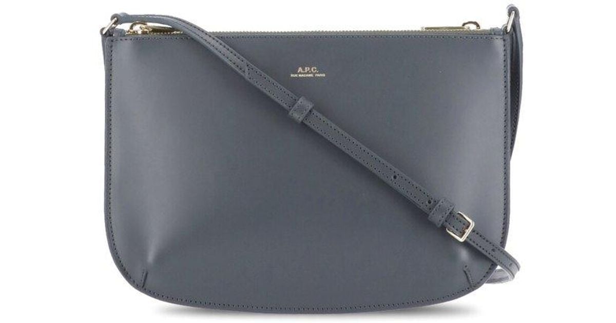 A.P.C. Leather Sarah Logo Dertailed Crossbody Bag in Grey (Grey) Lyst