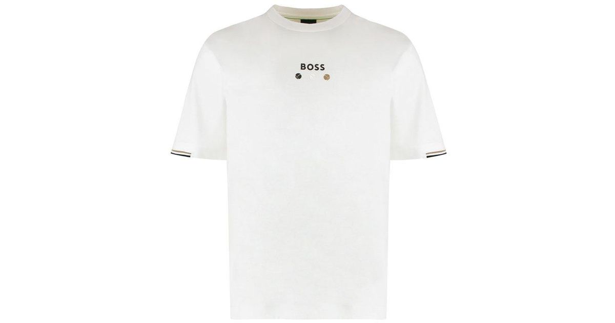 BOSS Tennis Ball Graphics T-Shirt in White for Men | Lyst