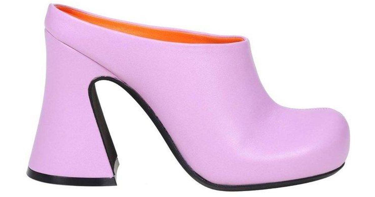 Marni Sabot Mid Block Heel Slip-on Mules in Pink | Lyst