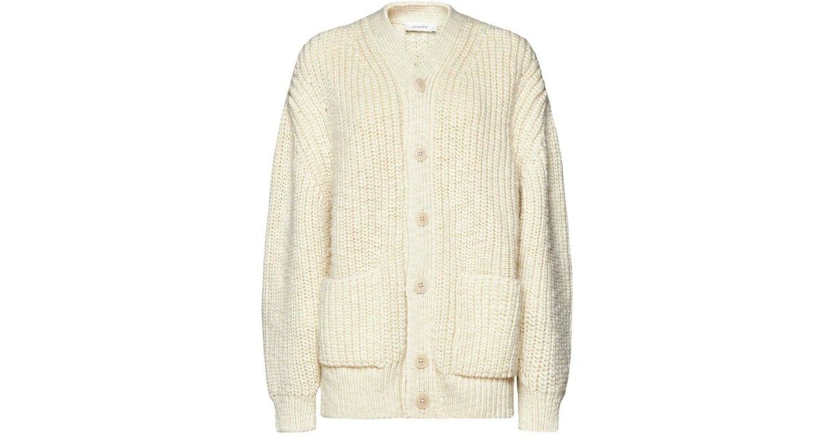 Lemaire Chunky Buttoned Knit Cardigan in White for Men | Lyst