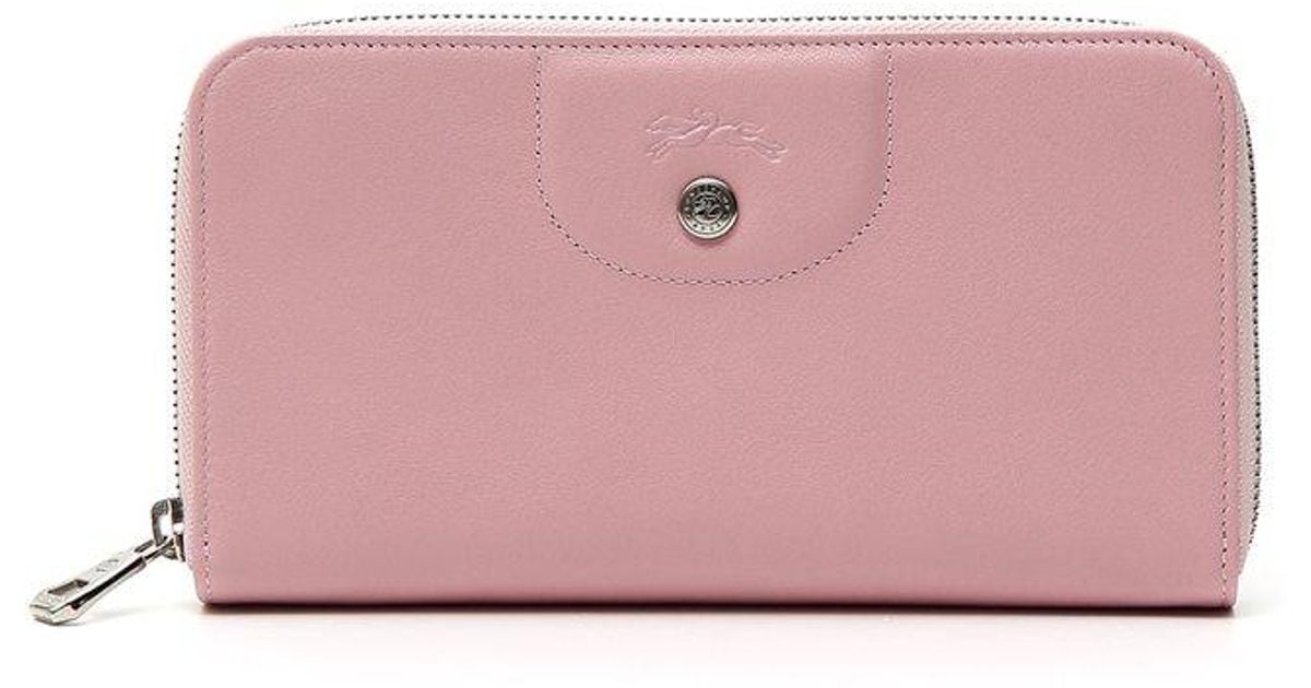 Longchamp Le Pliage Cuir Zip Wallet in Pink Lyst