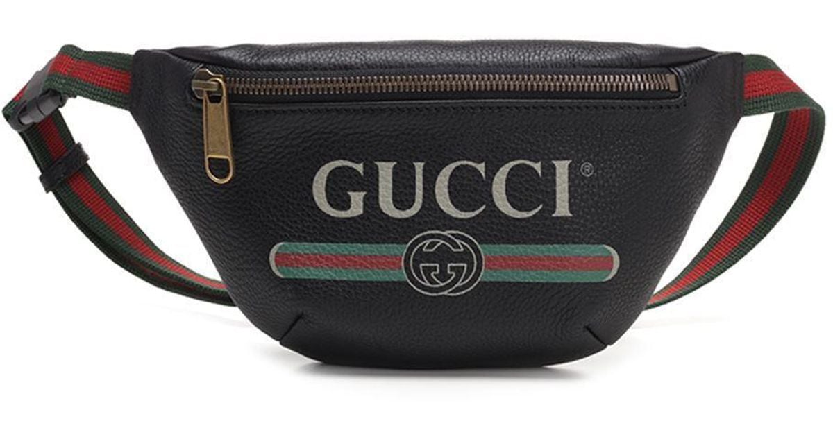 Gucci Leather Logo Print Belt Bag in Black for Men - Lyst