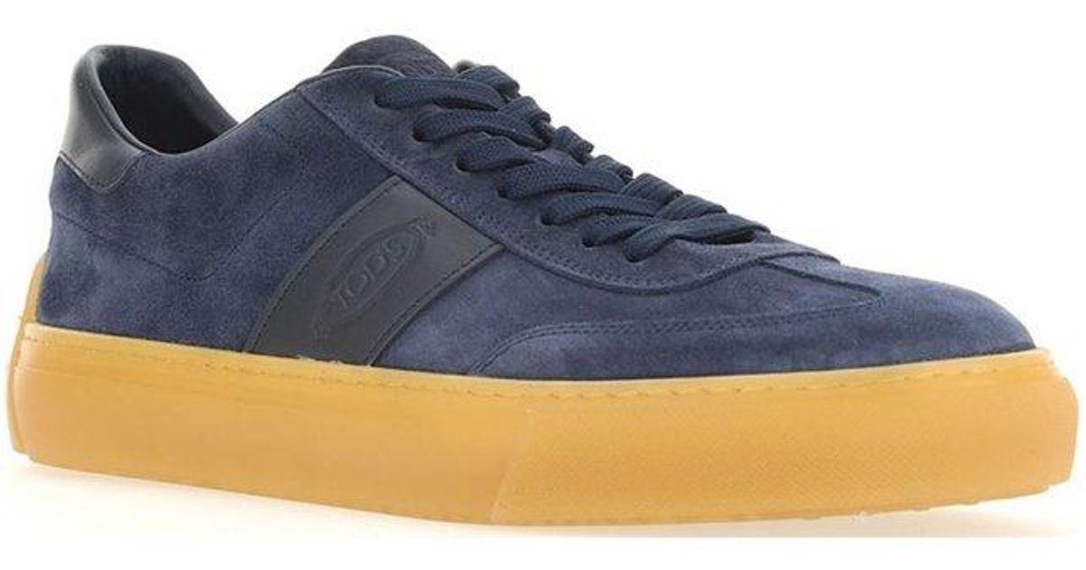 Tod's Leather Logo Embossed Panelled Sneakers in Navy (Blue) for Men ...