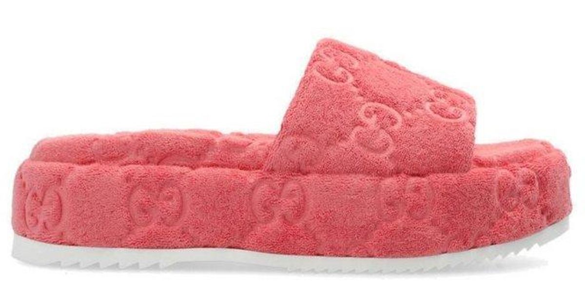 Gucci GG Embossed Platform Slides in Pink Lyst Canada