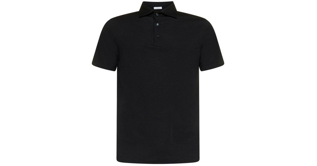 Malo Cotton Straight Hem Classic Polo Shirt in Black for Men | Lyst