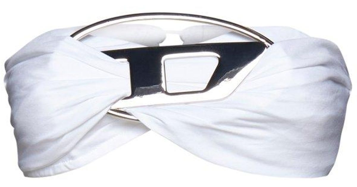 DIESEL Logo Plaque Twistdetailed Bandeau Crop Top in Blue Lyst