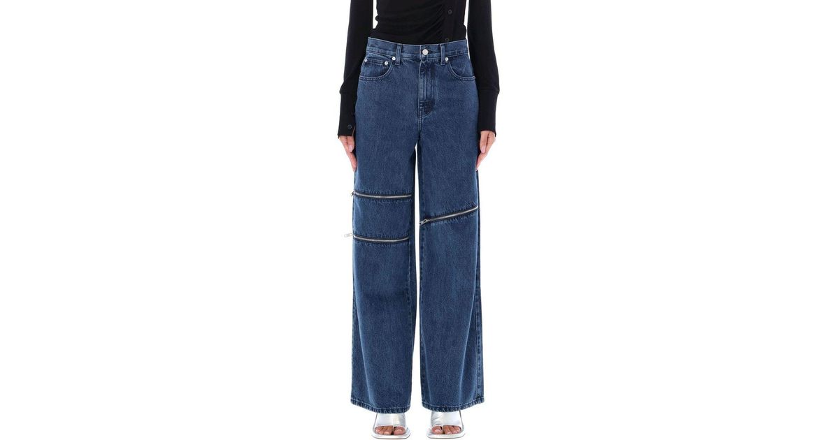 Helmut Lang Flare Jeans With Zip Details in Blue | Lyst