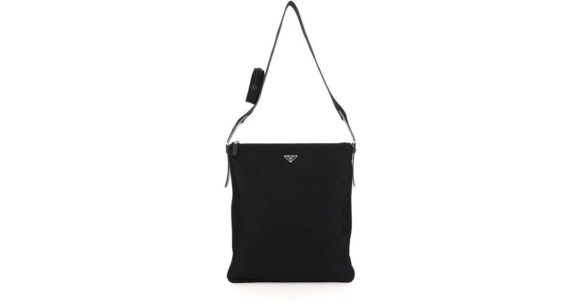 Prada Logo-plaque Crossbody Bag In Black