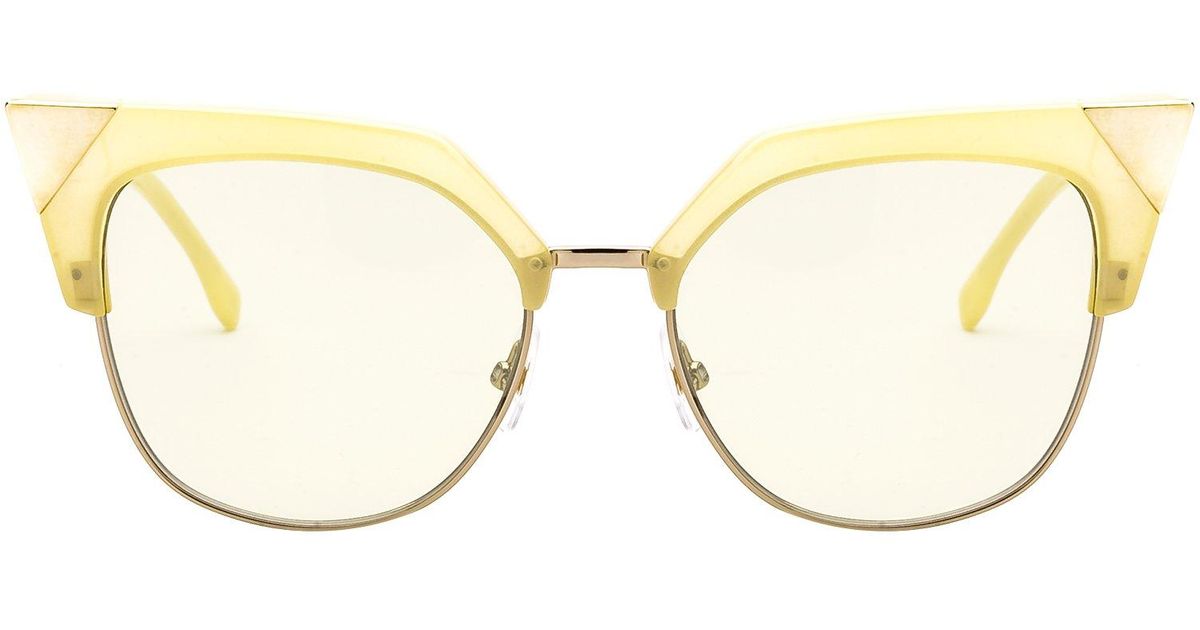 Fendi Cat Eye Sunglasses in Yellow Lyst