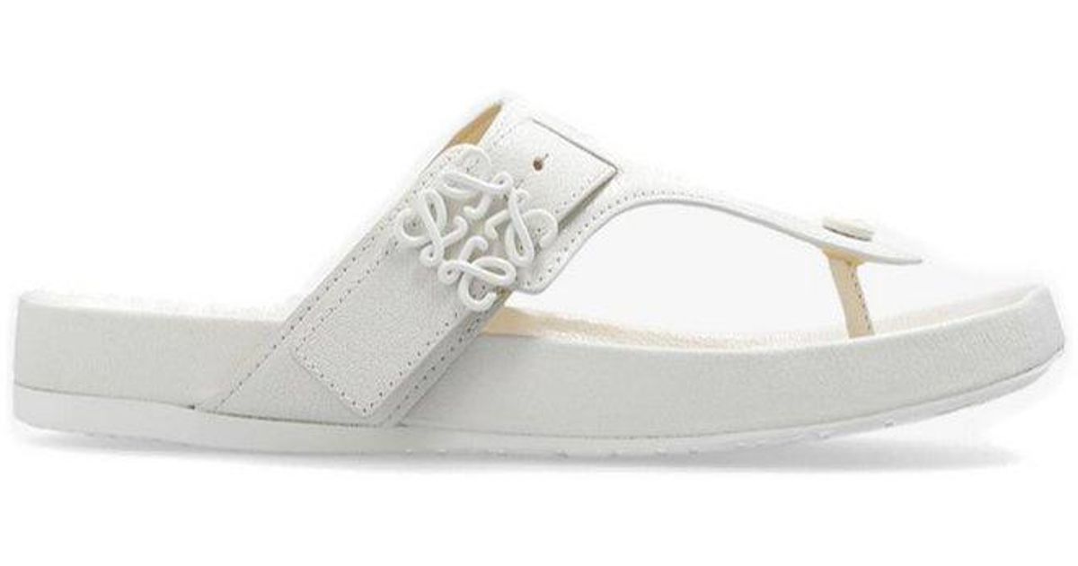 Loewe Ease Anagram Buckled Sandals in White Lyst