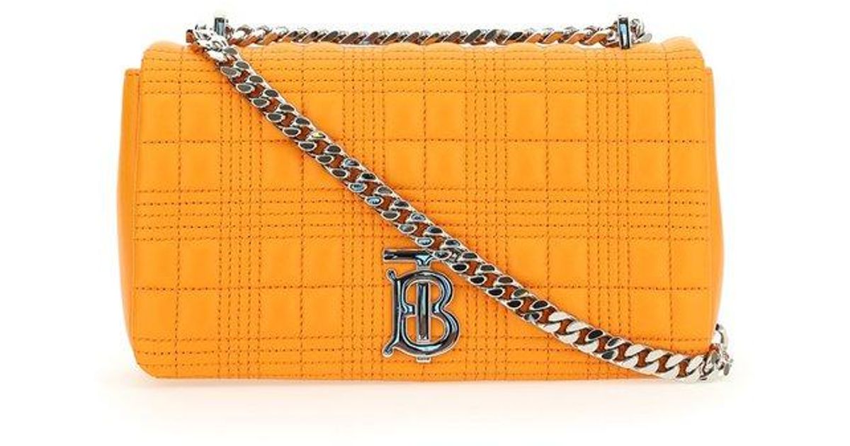 Burberry Leather Tb Monogram Plaque Crossbody Bag in Orange Lyst