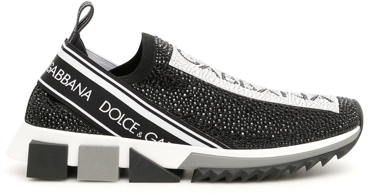 Dolce & Gabbana Rubber Running Knit Sneakers in Black,White (Black ...
