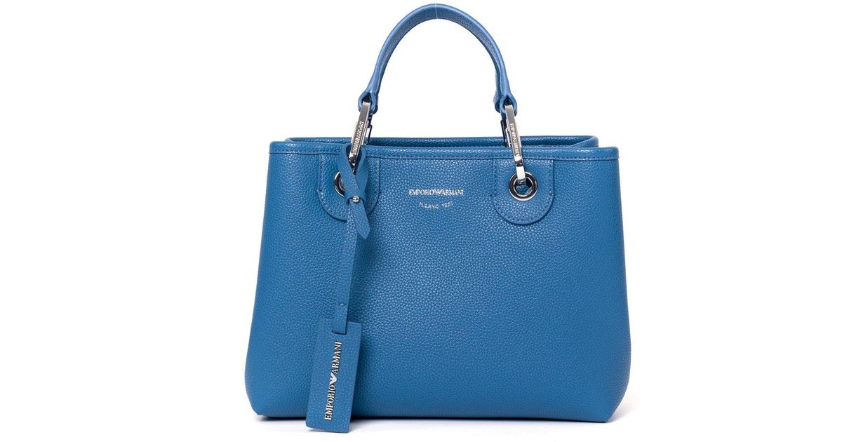 Emporio Armani Pebbled Medium Top Handle Bag in Blue Lyst