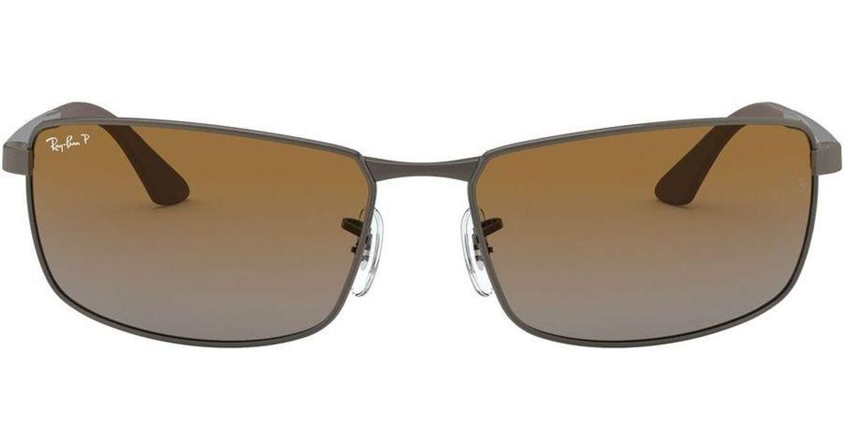 RayBan Rb3498 Rectangular Frame Polarised Sunglasses in Black Lyst