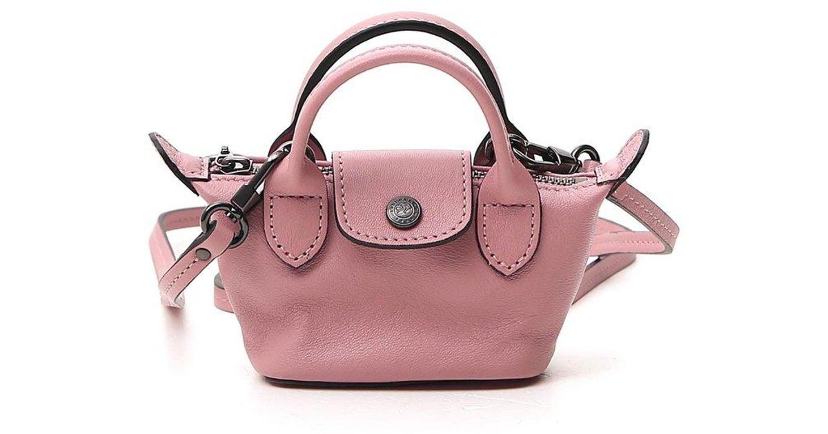Longchamp Leather Le Pliage Cuir Extra Small Crossbody Bag in Pink