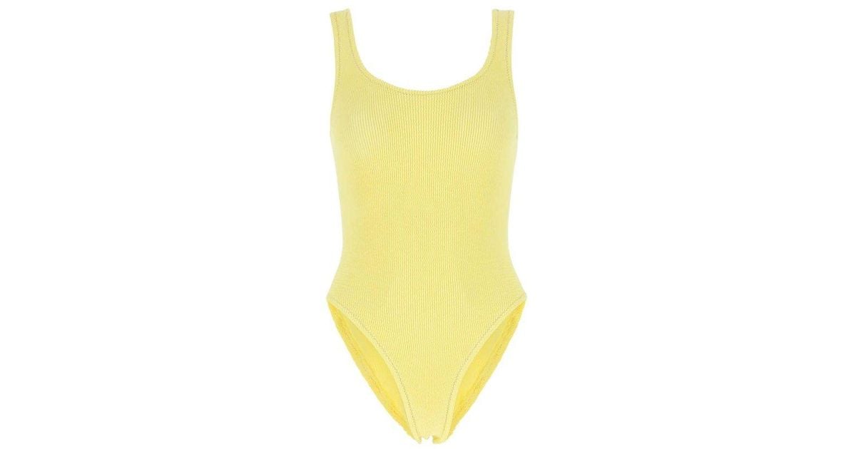 Reina Olga One Piece Ribbed Swimsuit in Yellow | Lyst Canada
