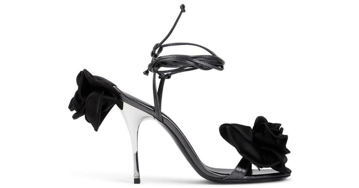 Magda Butrym Wrap-Around Double-Flower Sandals in Black | Lyst