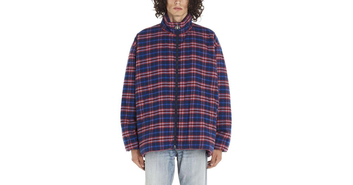 Balenciaga Cotton Cocoon Zip-up Jacket in Blue / Red (Blue) for Men | Lyst